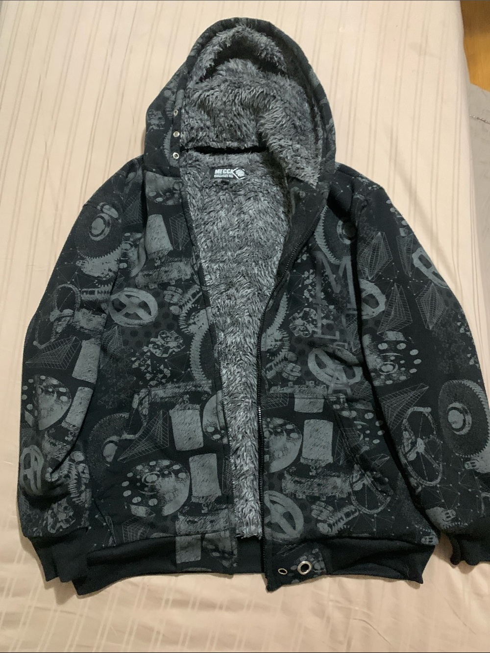 mecca Black and Gray Men's Zip-Up Sweater Hoodie